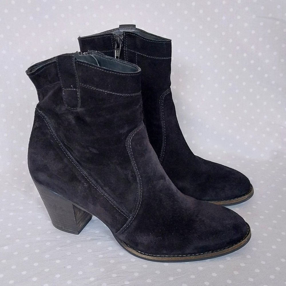 Paul Green Jax Black Suede Western Style Ankle Boot